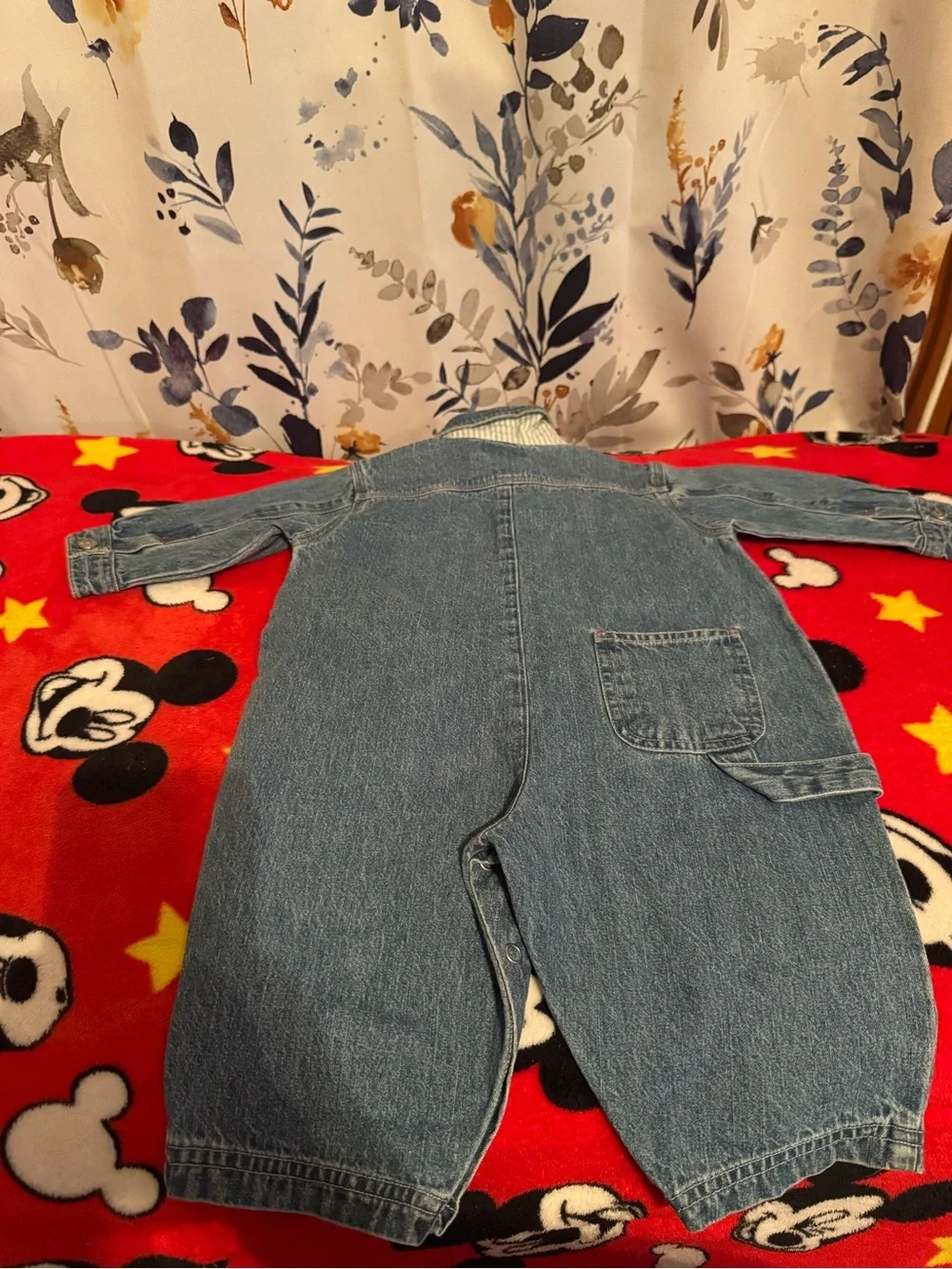 Gap Denim Boys' Blue One-Piece Romper Long Sleeve Size 6 12 Months C5